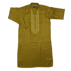 Traditional Olive Green Embroidered Kurta for kids