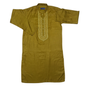 Traditional Olive Green Embroidered Kurta for kids