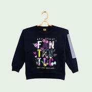 GIRLS PRINTED FANTASTIC FLEECE SWEATSHIRT - BLACK