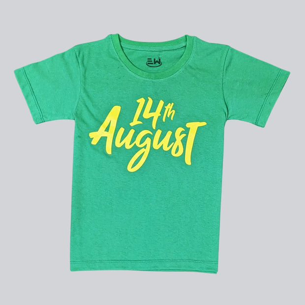 BOYS & GIRLS PC JERSEY T-SHIRT CHEST PRINTED 14th AUGUST - GREEN