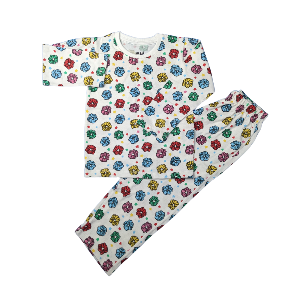 Floral Printed Kids Pajama Set – Soft & Comfy