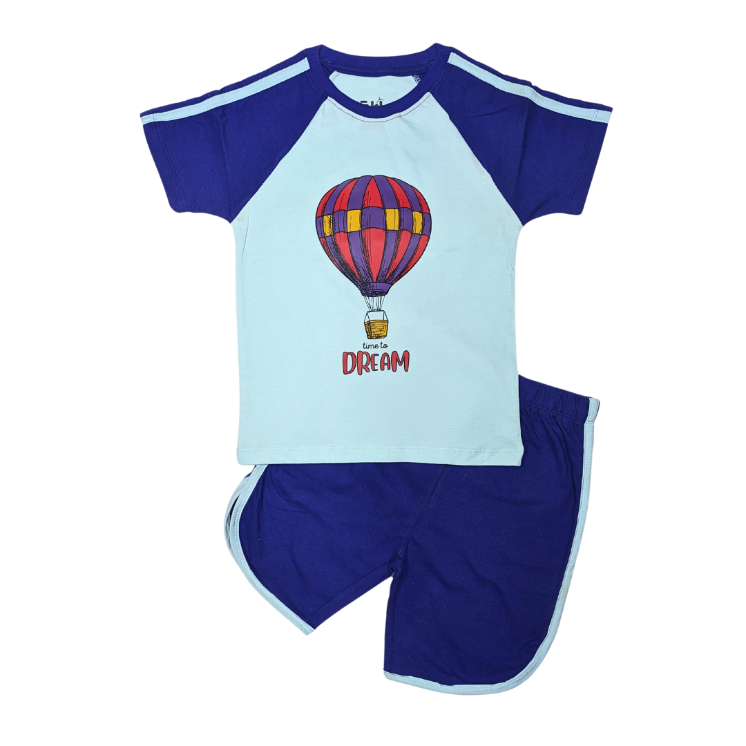 Kids' Hot Air Balloon Shirt & Shorts Set – Comfortable & Playful Outfit