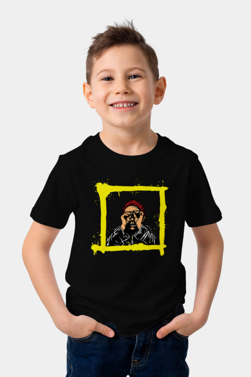 BOYS COTTON JERSEY PRINTED T-SHIRT BLACK