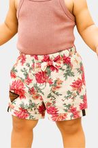 Premium Floral Print Kids’ Shorts – Luxury China Cotton Fabric with Bow Detail