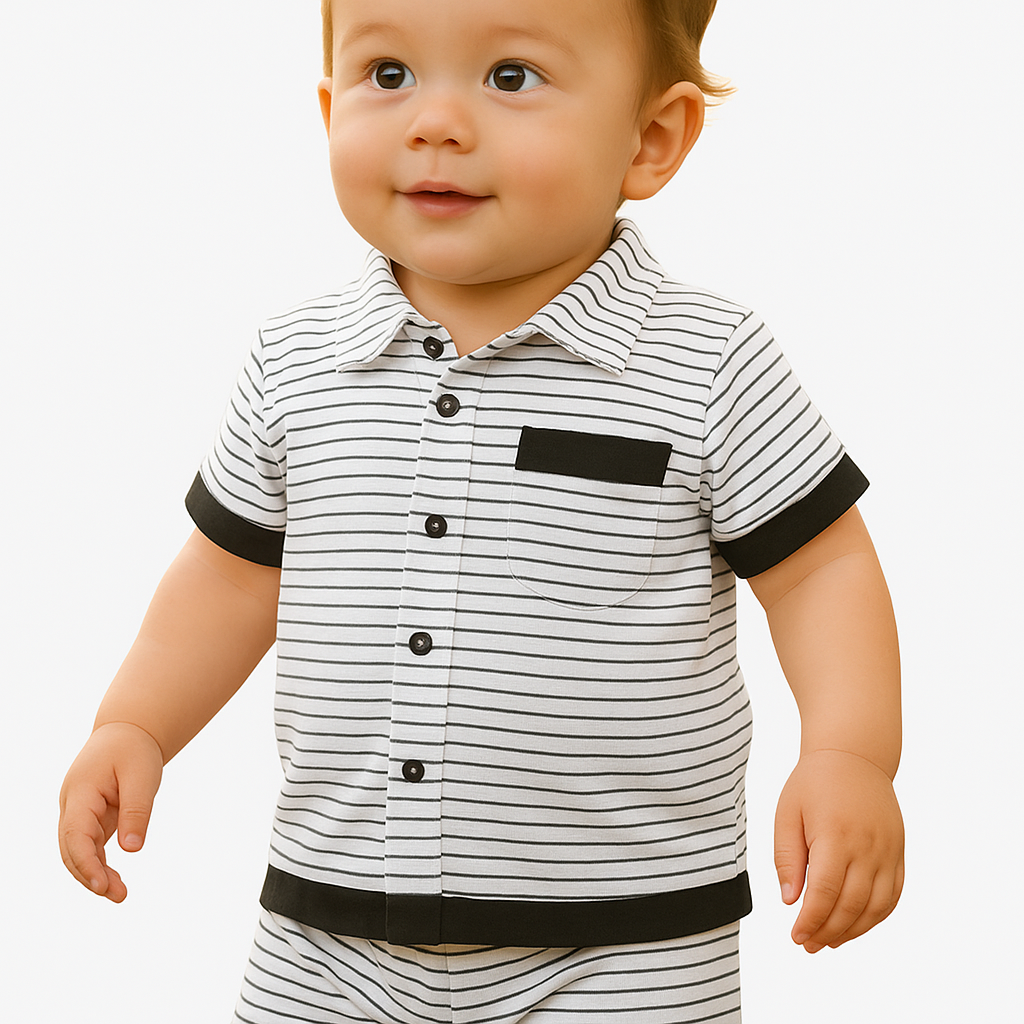 Baby Boys’ Striped Shirt & Shorts Set – Casual Summer Outfit