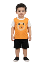 Boys 2-Piece Summer Set – Orange Lion T-Shirt & Black Shorts