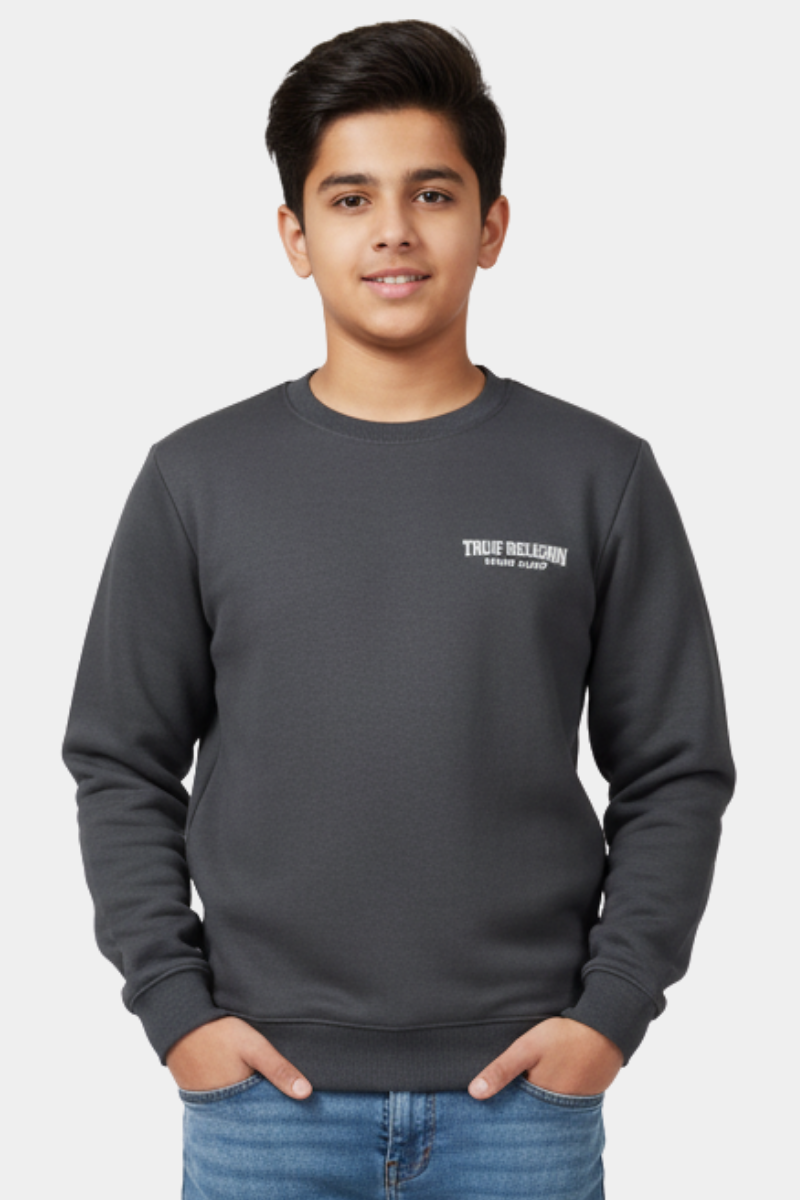 Kids' Minimalist Grey Crewneck Sweatshirt