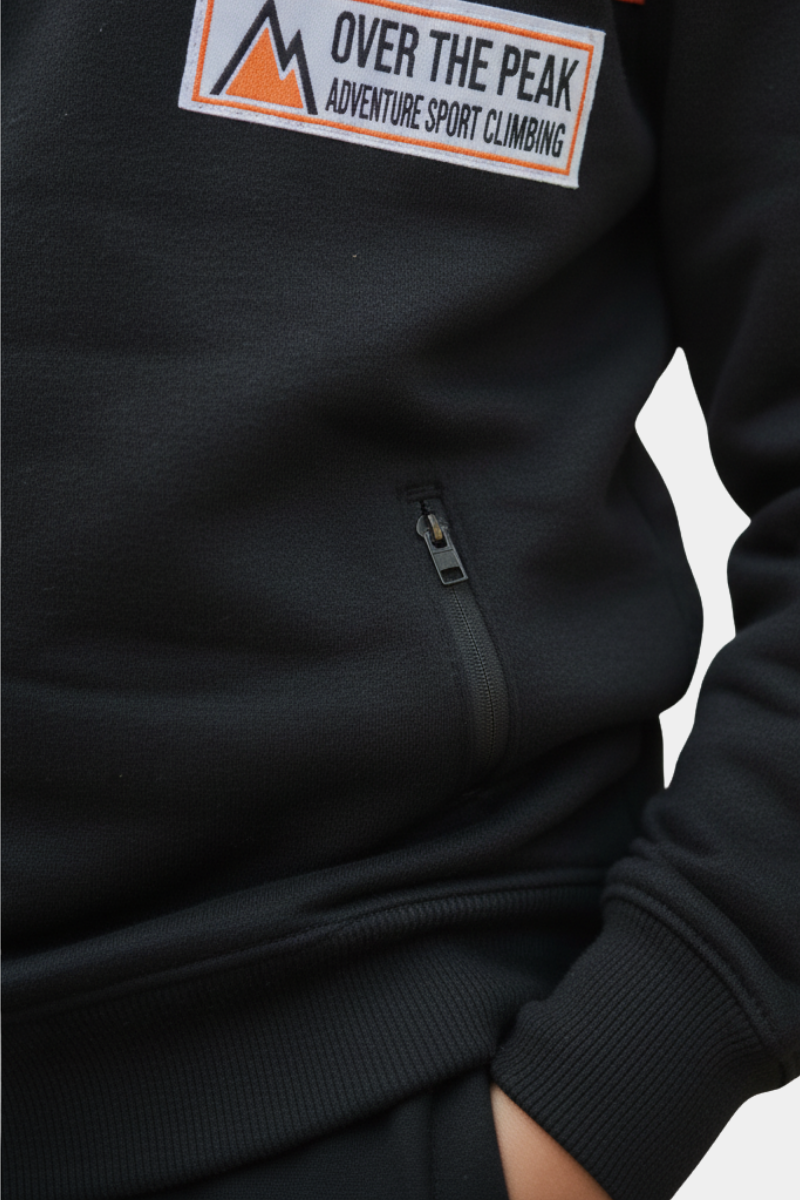 Dynamic Black & Orange Kids' Tracksuit