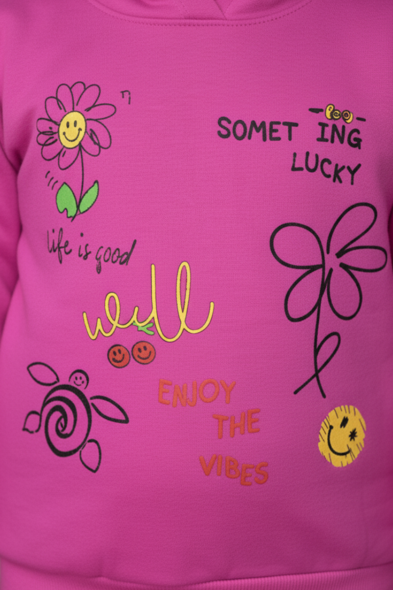Cheerful Pink Doodle Kids' Tracksuit