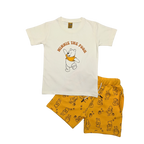 Boys Pooh Print Tee & All-Over Patterned Shorts Set