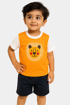 Boys 2-Piece Summer Set – Orange Lion T-Shirt & Black Shorts