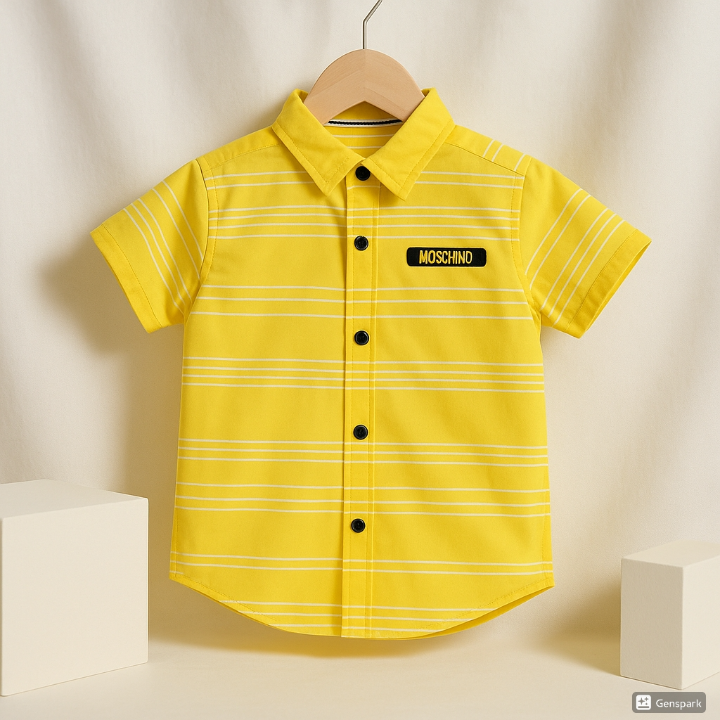 Moschino Kids Yellow Striped Short Sleeve Shirt