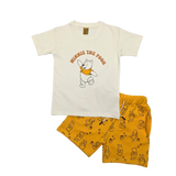 Boys Pooh Print Tee & All-Over Patterned Shorts Set