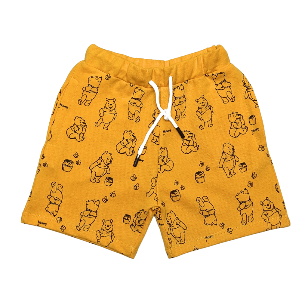 Boys Pooh Print Tee & All-Over Patterned Shorts Set