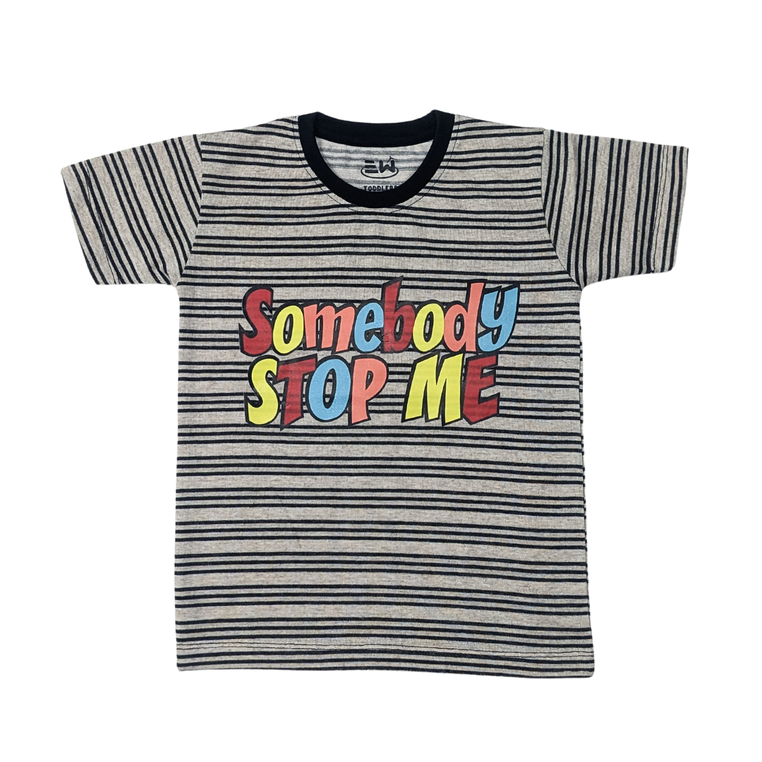 Somebody Stop Me" Striped Toddler Tee – Fun & Trendy Kids' Shirt