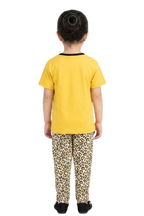 Girls Vibrant Yellow Bow Tee & Leopard Print Pajama Set