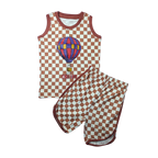 Kids Checkered Sleeveless Sando Set - Time to Dream Print