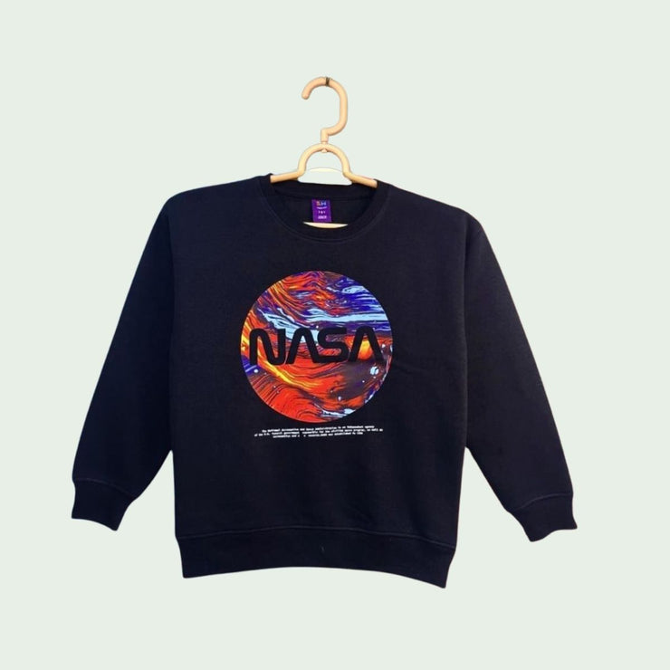 BOYS PRINTED NASA LOGO FLEECE SWEATSHIRT - BLACK