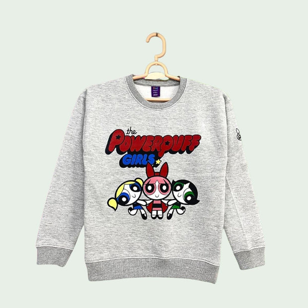 GIRLS PRINTED POWERPUFF FLEECE SWEATSHIRT - H.GRAY