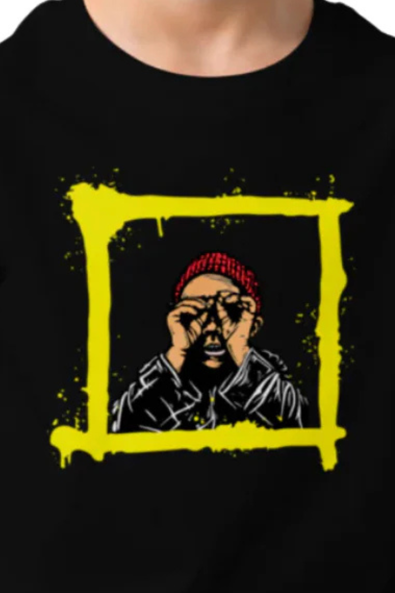 BOYS COTTON JERSEY PRINTED T-SHIRT BLACK