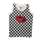 Kids Checkered Sleeveless Sando Set - Red Sports Car Print