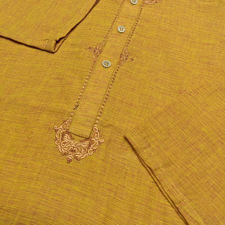 Traditional Yellow Embroidered Kurta for Kids – Elegant & Comfortable Festive Wear