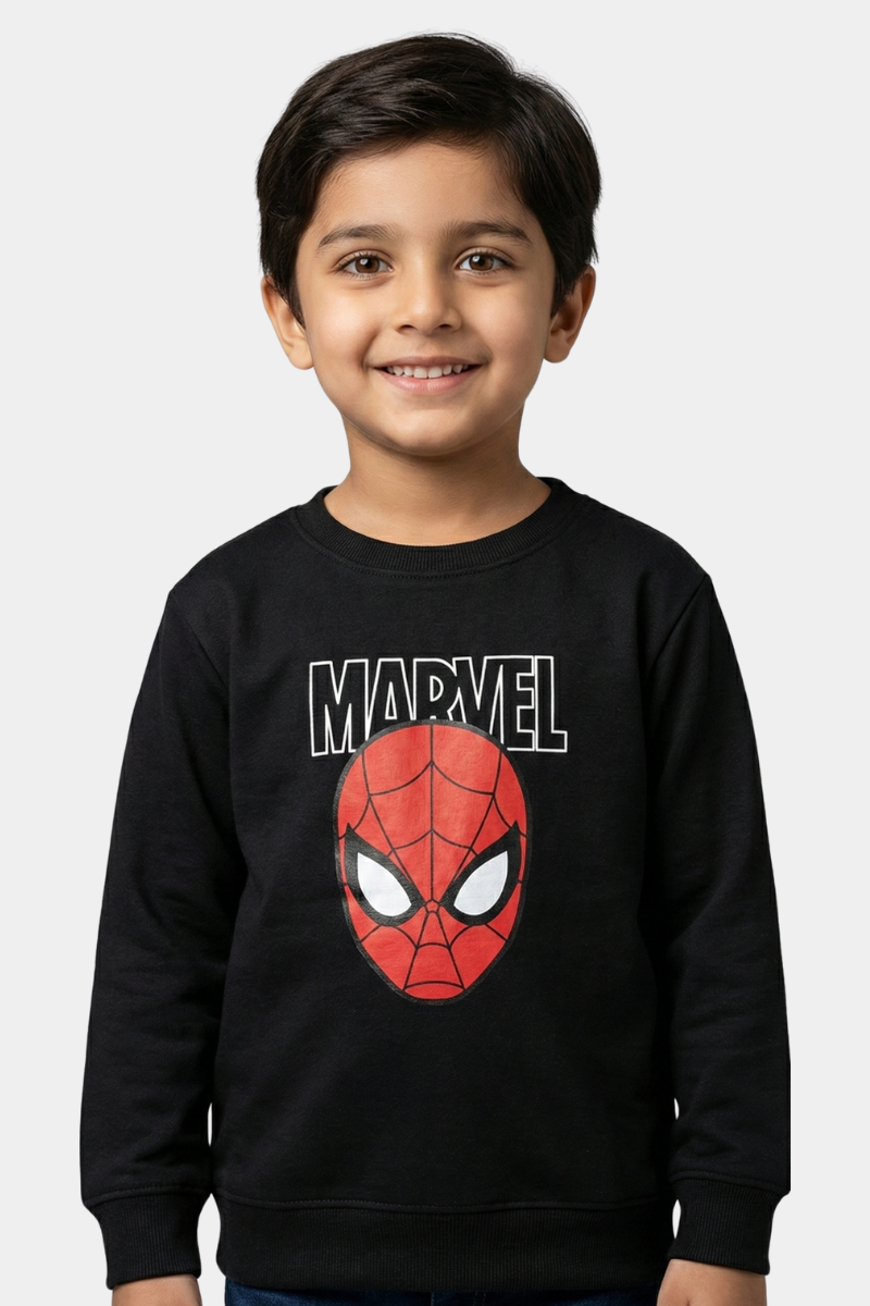 Marvel Spider-Man Black Crewneck Sweatshirt for Boys
