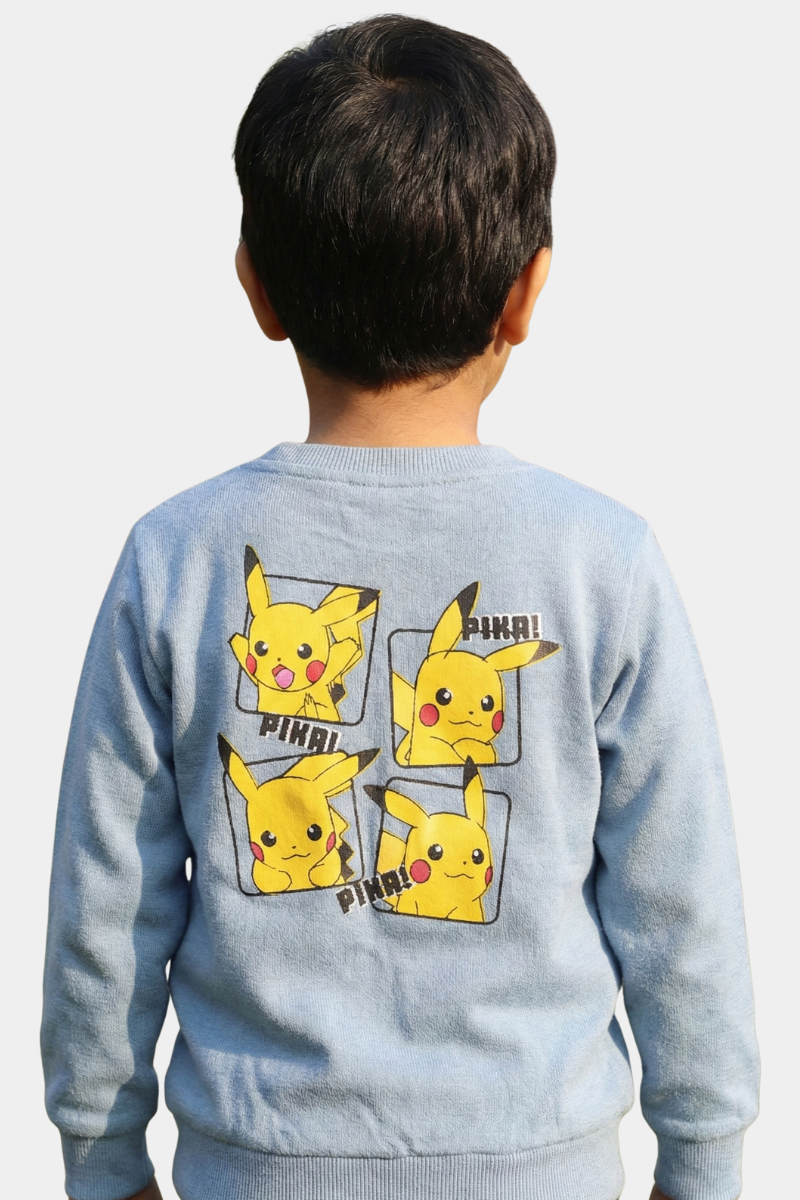 Kids Pika-Power Sweatshirt - Light Blue Graphic Pullover