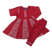 Elegant Red Girls' Frock with Trouser – Stylish & Comfortable Kids' Outfit