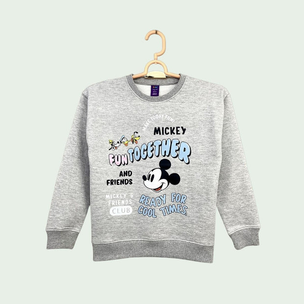 BOYS & GIRLS FLEECE MICKY MOUSE FRIENDS SWEATSHIRT - H.GRAY