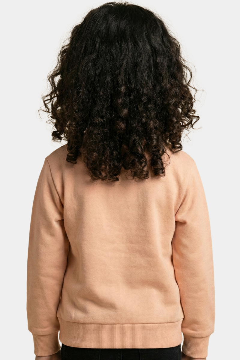 Girls' Peach Heart-Glasses Sweatshirt - Cozy Fleece