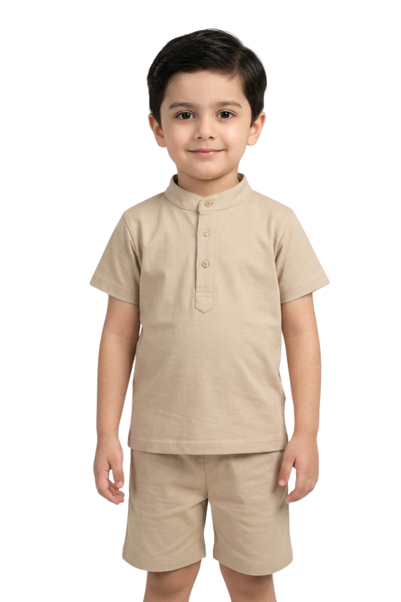 Boys' Essential Henley Co-ord Set - Khaki