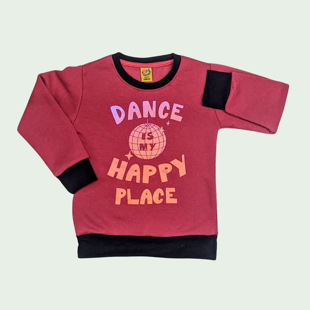 TODDLERS RED SWEATSHIRT WITH BLACK CNTRAST RIBBED - RED