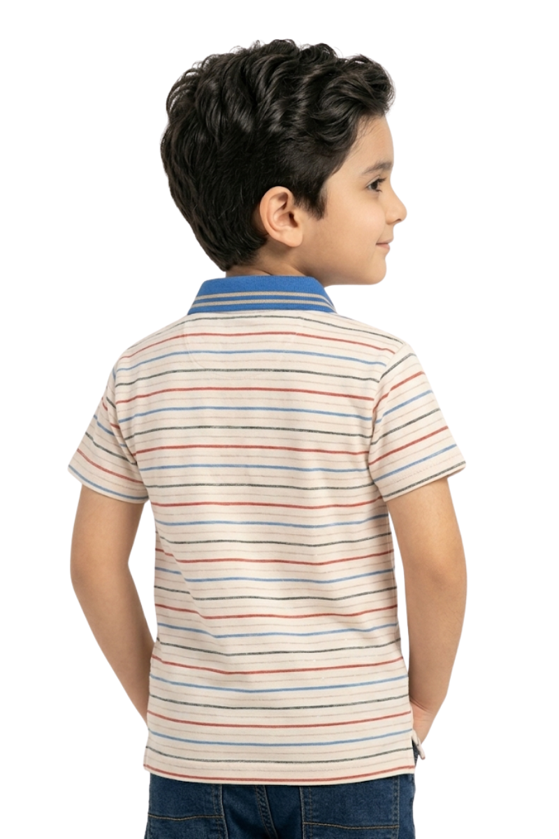 Striped Y/D Polyester Polo Shirt