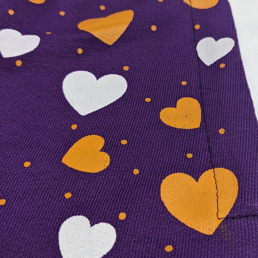 GIRLS ALL OVER PRINTED HEART PAJAMA - PURPLE