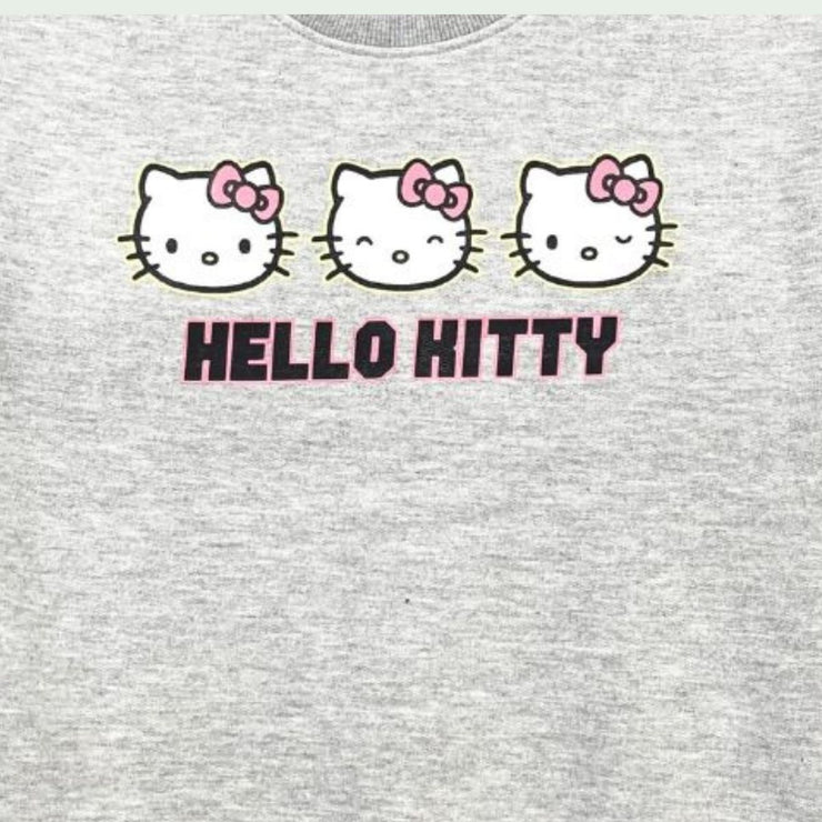 GIRLS PRINTED HELLO KITTY FLEECE SWEATSHIRT - H.GRAY