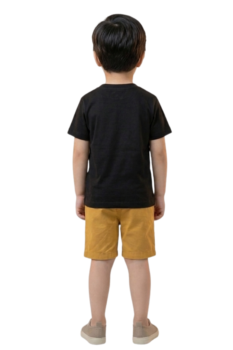 Boys' Peek-a-Boo Teddy Zipper Graphic Tee – Classic Black