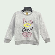 GIRLS PRINTED BLESSED FLEECE SWEATSHIRT - H.GRAY