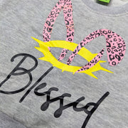 GIRLS PRINTED BLESSED FLEECE SWEATSHIRT - H.GRAY