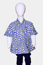 Vibrant Blue & Yellow Floral Kids’ Shirt | Stylish Everyday Girls’ Top