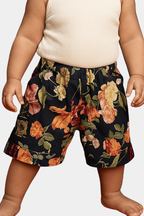 Luxury Floral Print Kids Shorts in Premium China Cotton – With Matching Bow