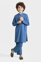 Royal Blue Boys’ Embroidered Kurta Pajama – 2 Piece Traditional Suit