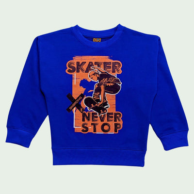 BOYS FLEECE PRINTED SWEATSHIRT - D.BLUE