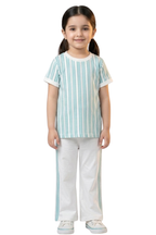 Girls Mint Striped 2-Piece Cotton Jersey Set