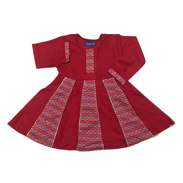 Elegant Red Girls' Frock with Trouser – Stylish & Comfortable Kids' Outfit