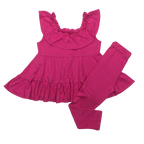 Mia Belle Girls Ruffle Midi Dress - hot pink