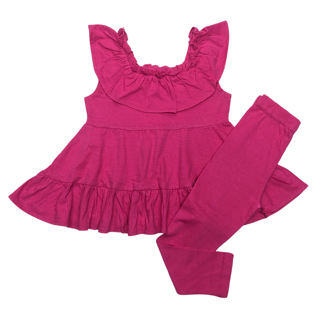 Mia Belle Girls Ruffle Midi Dress - hot pink