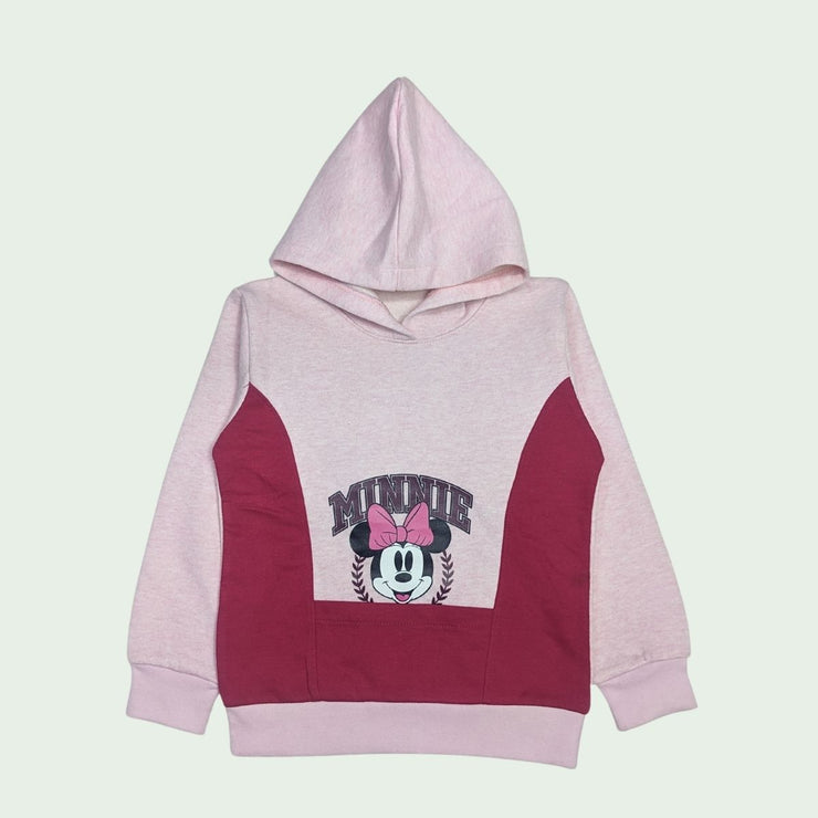 GIRLS PRINTED MINNIE FLEECE HOODIE - PINKISH