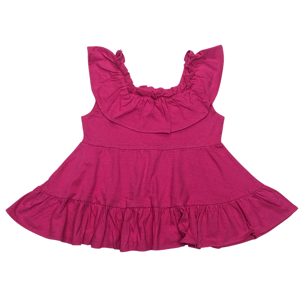 Mia Belle Girls Ruffle Midi Dress - hot pink