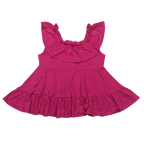 Mia Belle Girls Ruffle Shirt- hot Pink